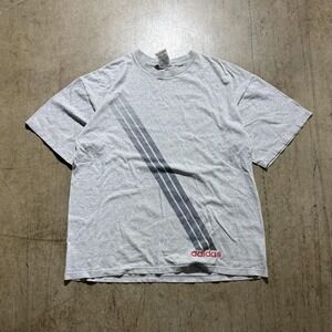Vintage Adidas Shirt Mens Large Gray Diagonal 3 Stripe Graphic Made USA 90s